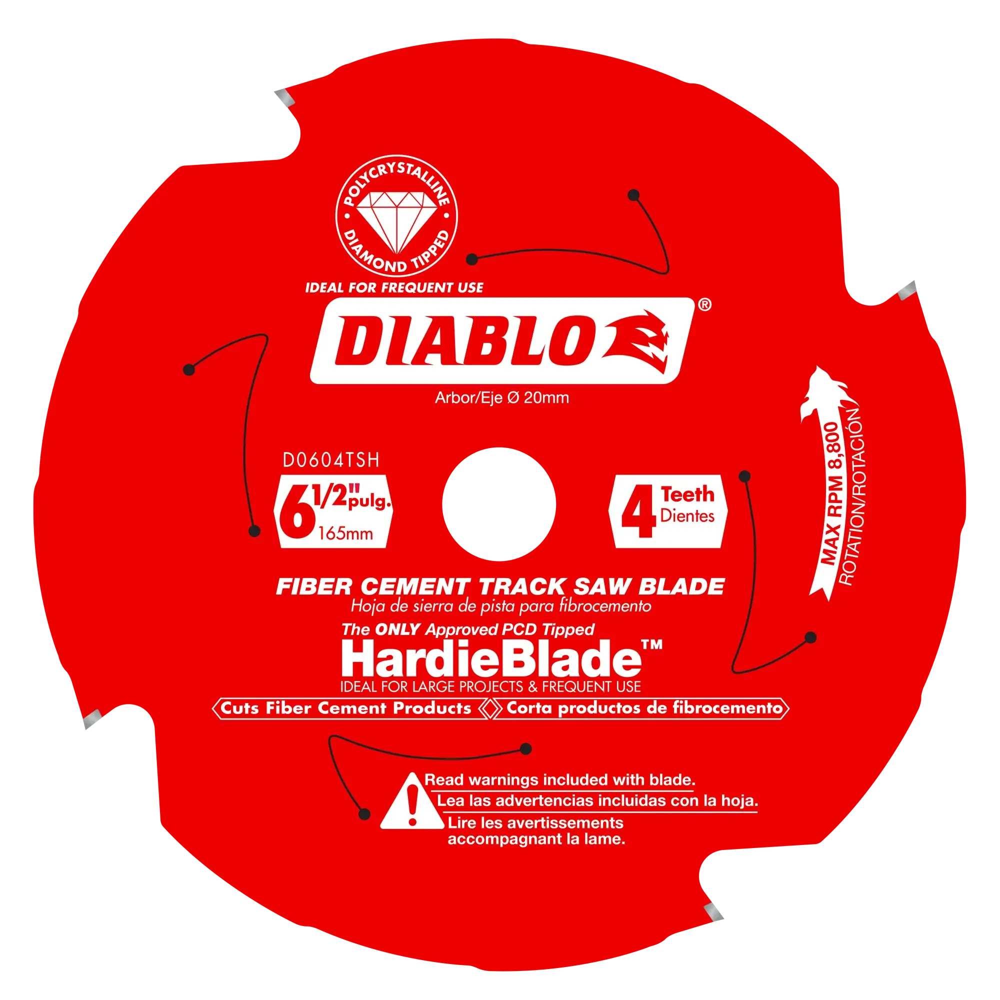 Diablo D0604TSH  -  6-1/2" 4-Teeth Track Saw Blade for JamesHardie and Fiber Cement DIABLO