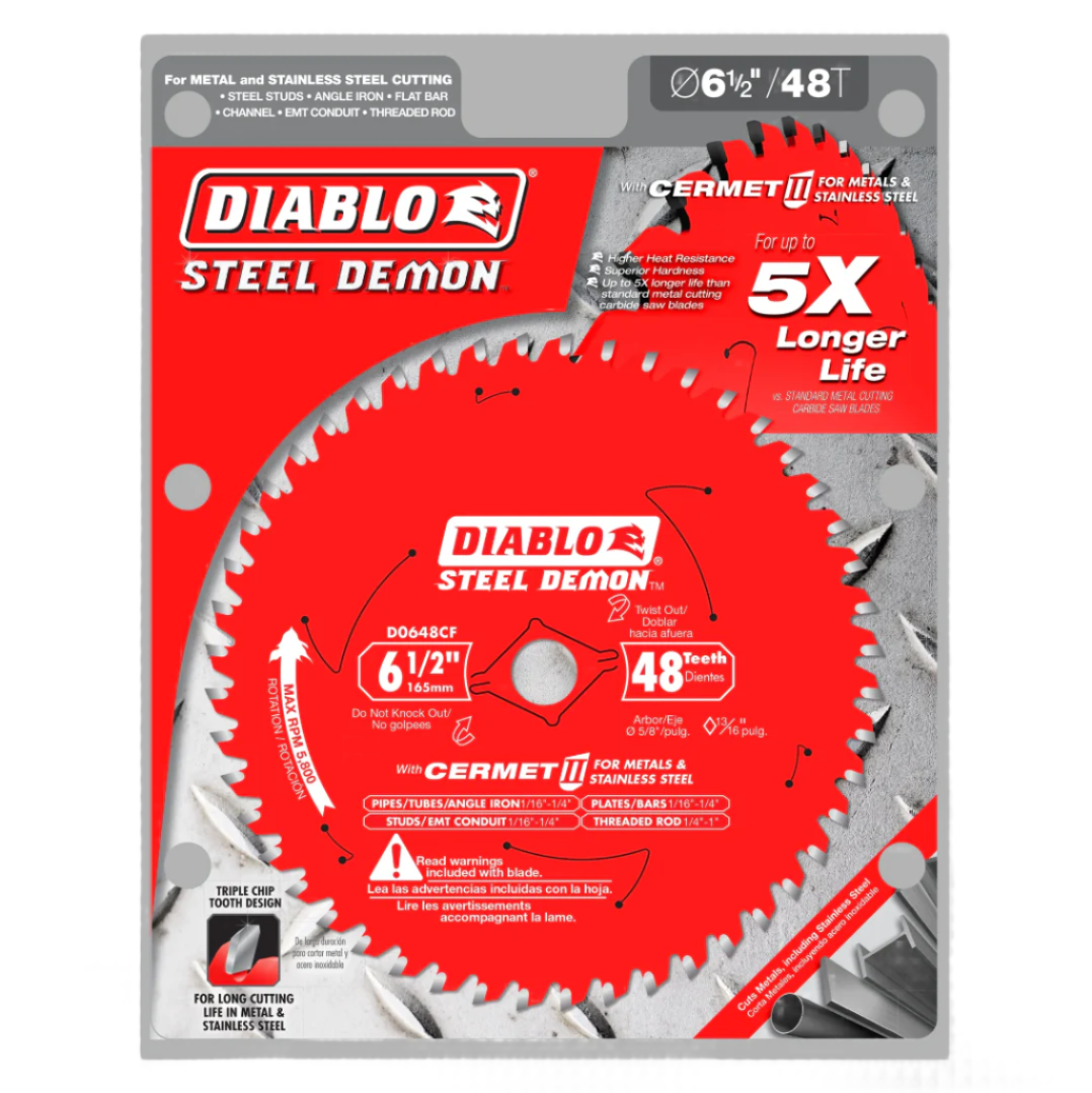 Diablo D0648CFA  -  6 1/2'' x 48T Cermet steel Saw Blade DIABLO