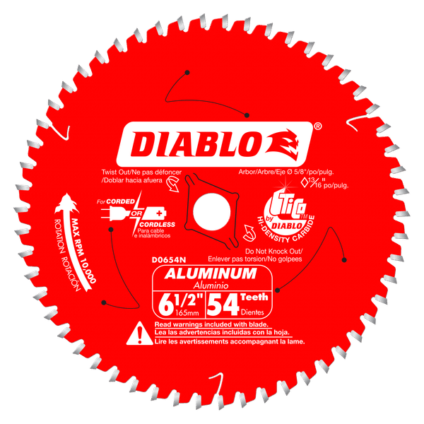Diablo D0654N -  6 1/2" x 54T Aluminum Cutting Blade - Wise Line Tools