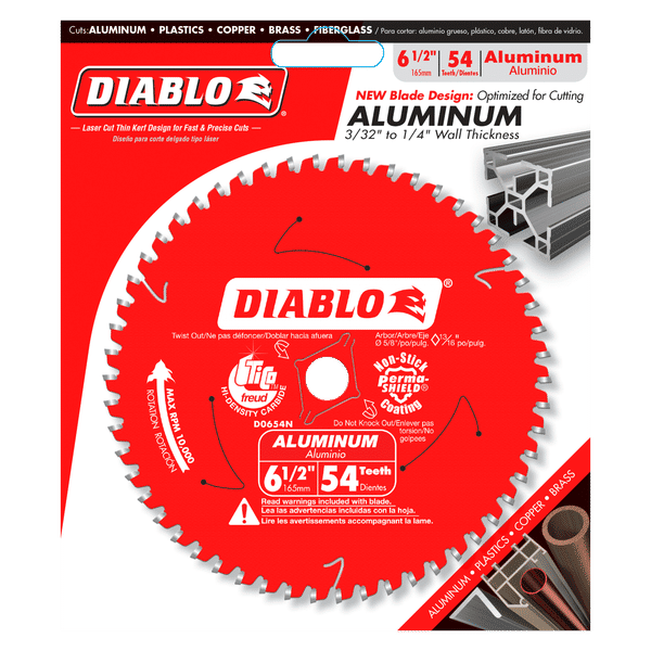 Diablo D0654N -  6 1/2" x 54T Aluminum Cutting Blade - Wise Line Tools
