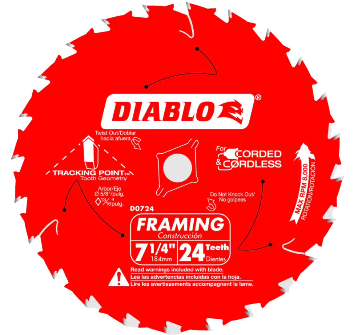 Diablo D0724  -   7-1/4" 24 Tooth Saw Blade - Wise Line Tools