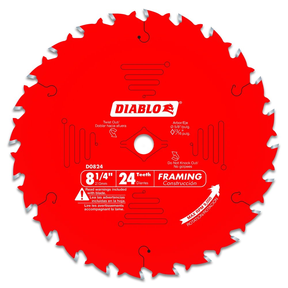 Diablo D0824X  -  8-1/4 in. x 24 Tooth Framing Saw Blade - Wise Line Tools