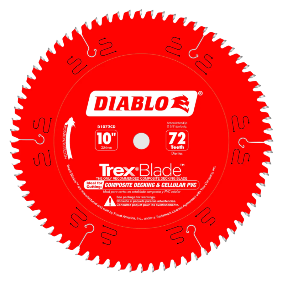 Diablo D1072CDC-  10" x 72T Trex Composite Decking Blade - Wise Line Tools