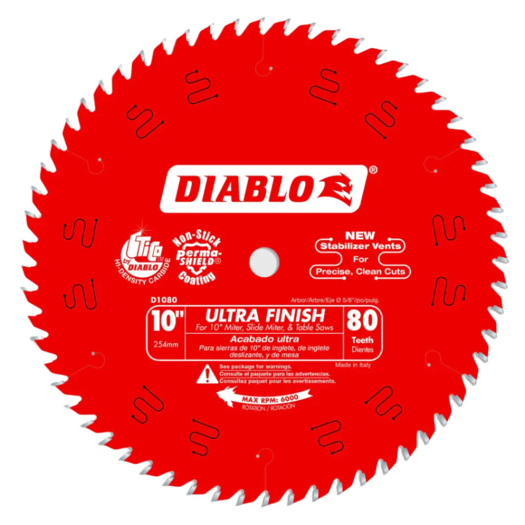 Diablo D1080X - 10" 80T Ultra Finish Blade DIABLO