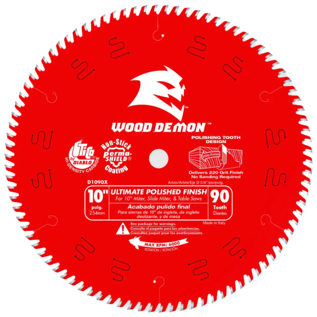 Diablo D1090X - 10" x 90-Teeth Wood Demon™ Ultimate Polished Finish Saw Blade DIABLO