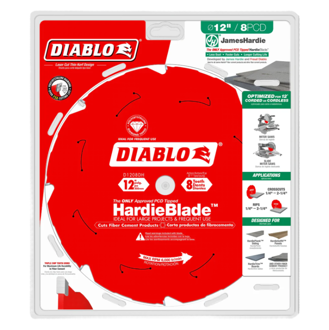 Diablo D1208DH  -  12" 8T Fiber Cement Blade - Wise Line Tools
