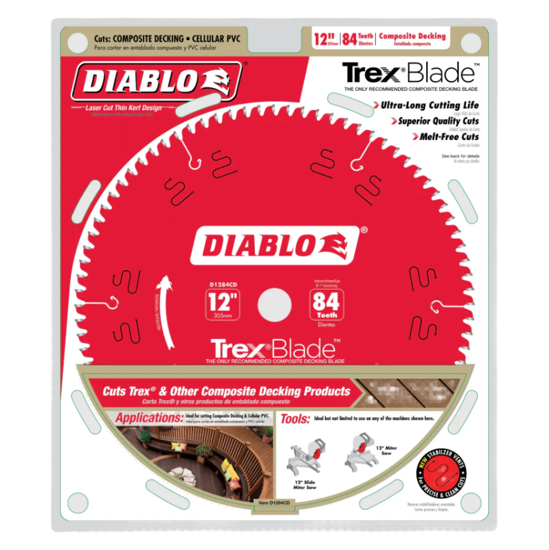 Diablo D1284CDC  -  12" x 84T Trex Composite Decking Blade - Wise Line Tools