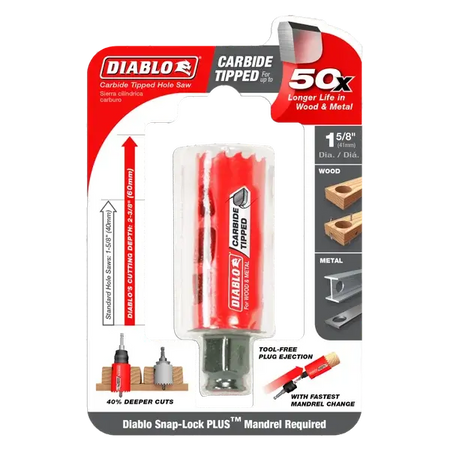 Diablo DHS1625CT - 1-5/8" Carbide Teeth Hole Saw for Wood and Metal DIABLO