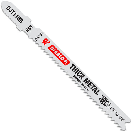 Diablo DJT118B5 - 3-5/8 in. 17/14 TPI High Speed Steel T-Shank Jig Saw Blades for Thick Metal 5 pack - Wise Line Tools