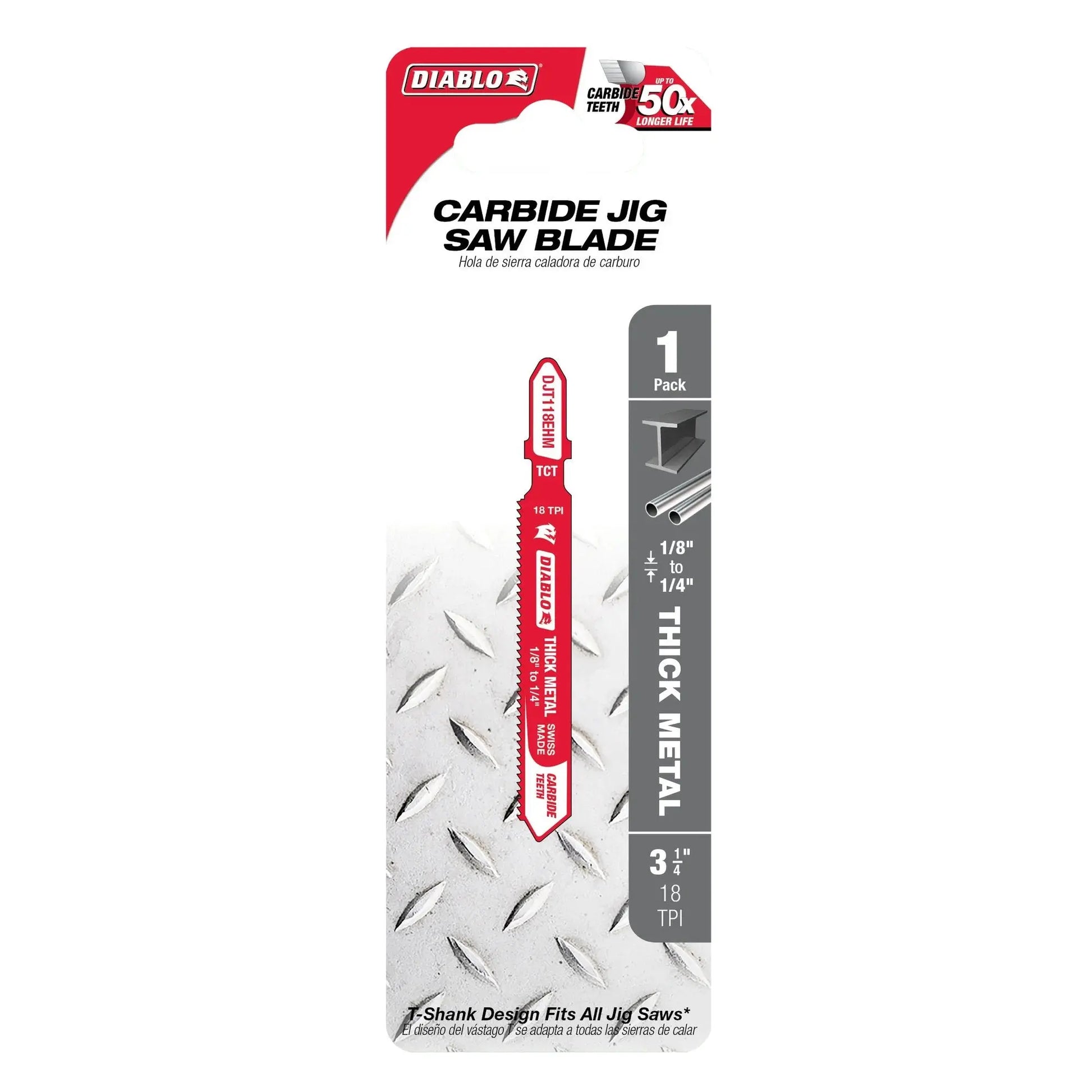 Diablo DJT118EHM - 3-1/4 in. 18 TPI Carbide T-Shank Jig Saw Blade for Thick Metal DIABLO