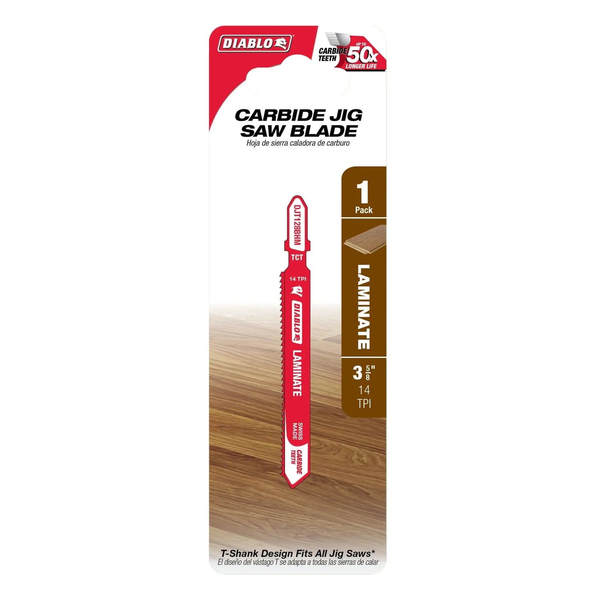 Diablo DJT128BHM - 3-5/8 in. 14 TPI Carbide T-Shank Jig Saw Blade for Laminate DIABLO