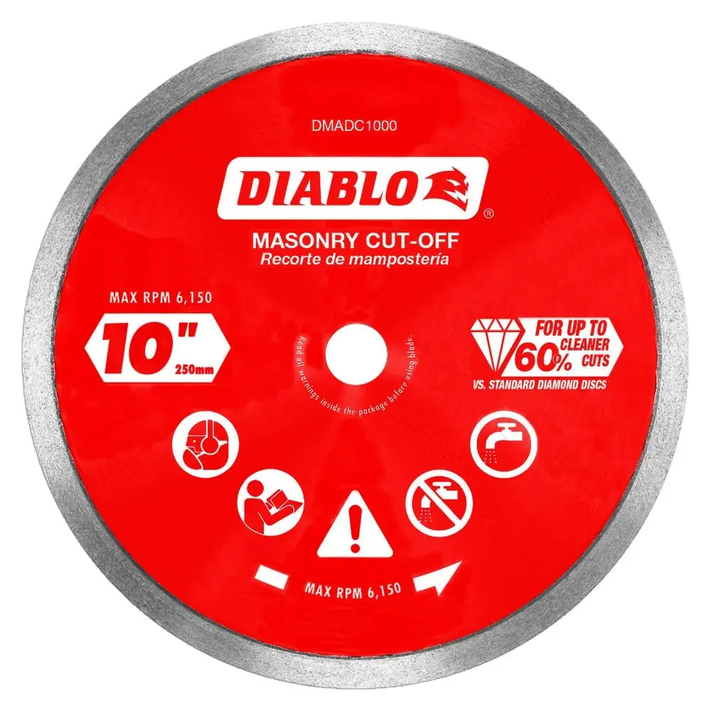 Diablo DMADC1000- 10 in. Diamond Continuous Rim Cut-Off Discs for Masonry DIABLO