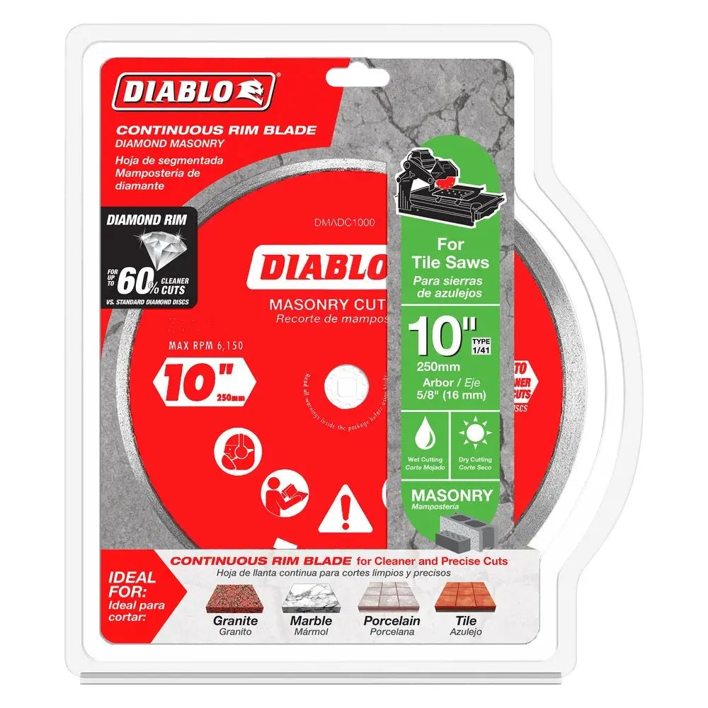 Diablo DMADC1000- 10 in. Diamond Continuous Rim Cut-Off Discs for Masonry DIABLO