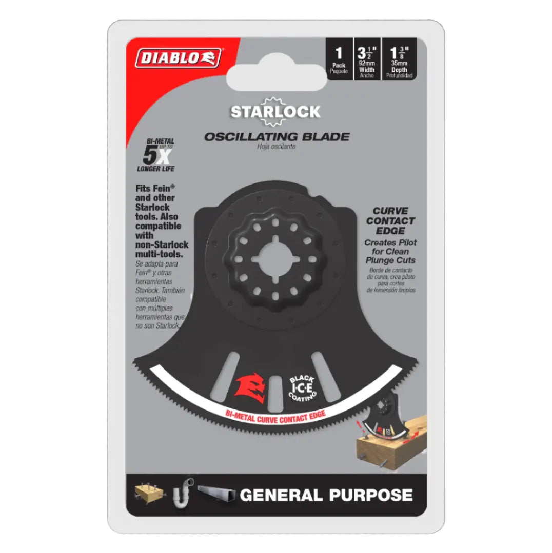 Diablo DOS350RBGP- 3-1/2 in. Starlock Bi-Metal Oscillating Blade for General Purpose Cuts - Wise Line Tools