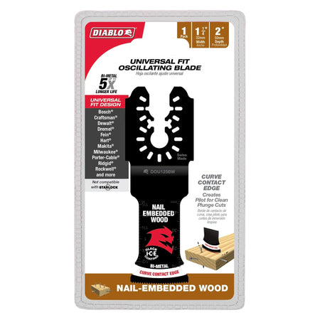 Diablo DOU125BW- 1-1/4 in. Universal Fit Bi-Metal Oscillating Blade for Nail-Embedded Wood - Wise Line Tools