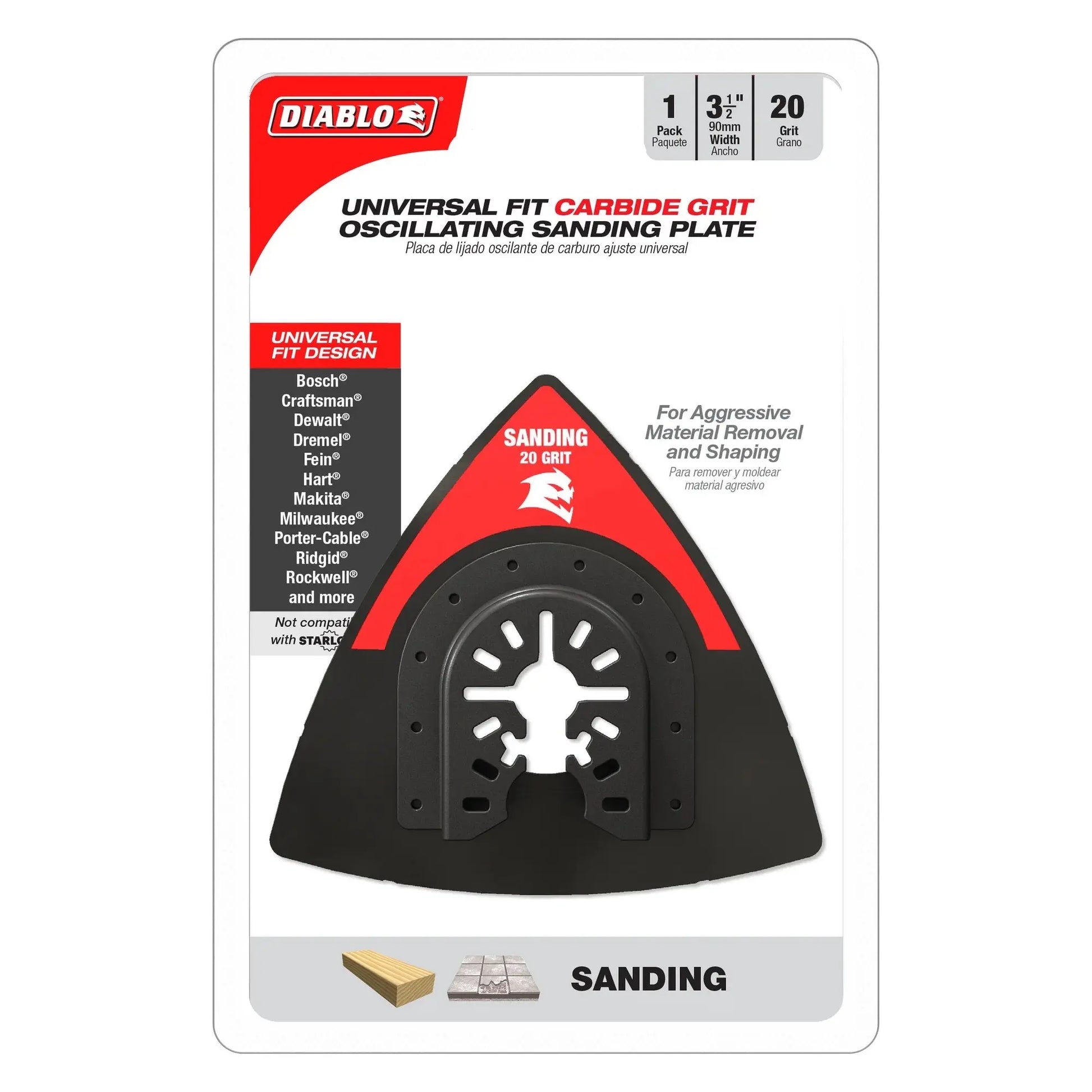 Diablo DOU20CGSP - 3-1/2 in. 20-Grit Universal Fit Carbide Grit Oscillating Sanding Plate - Wise Line Tools