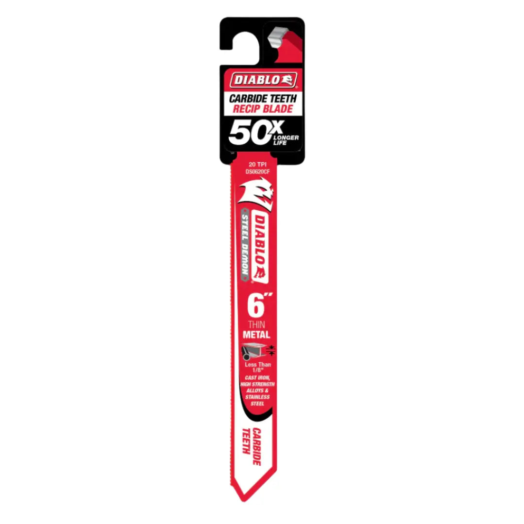 Diablo DS0620CF - 6 in 20TPI Steel Demon Carbide Strip Metal Cutting Reciprocating Saw Blade DIABLO