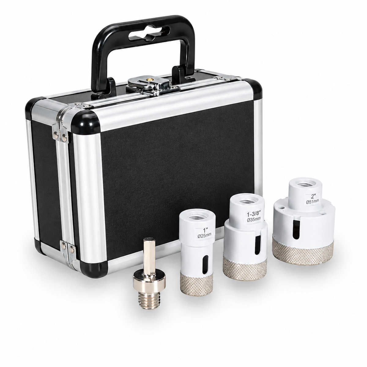 Marshalltown MAR-DTTLTC - 1", 1-3/8", 2" Dry/Wet Diamond Hole Saw Plumbing Kit with Drill Adapter