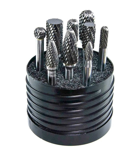 Drillco 70S005DC- 10 Piece Solid Carbide Double Cut Bur #5 Set - Wise Line Tools