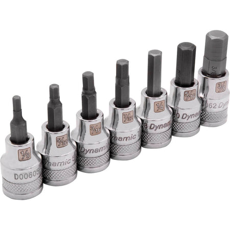 Dynamic 7 Piece 3/8" Drive Standard Length SAE Hex - Wise Line Tools