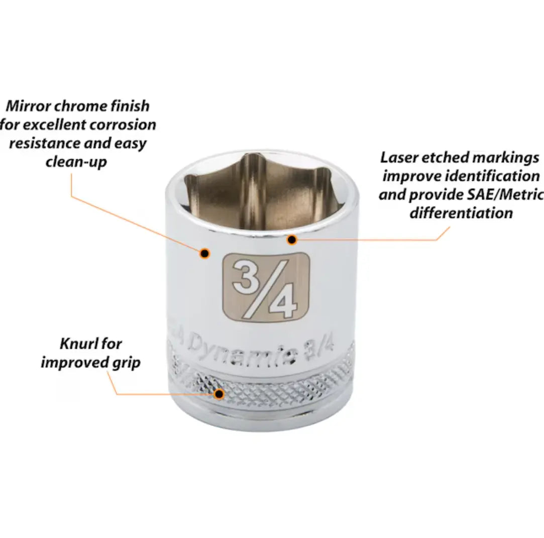 Dynamic D010008 Tools 3/8-Inch Drive 16 Piece 6 Point, Standard SAE Socket Set, 3/8-Inch-1-Inch DYNAMIC