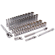 Dynamic D010013 Tools 3/8-Inch Drive 57 Piece 12 Point, Standard/Deep, SAE/Metric Socket Set, 1/4-Inch-1-Inch, 6-Millimeter-19-Millimeter - Wise Line Tools