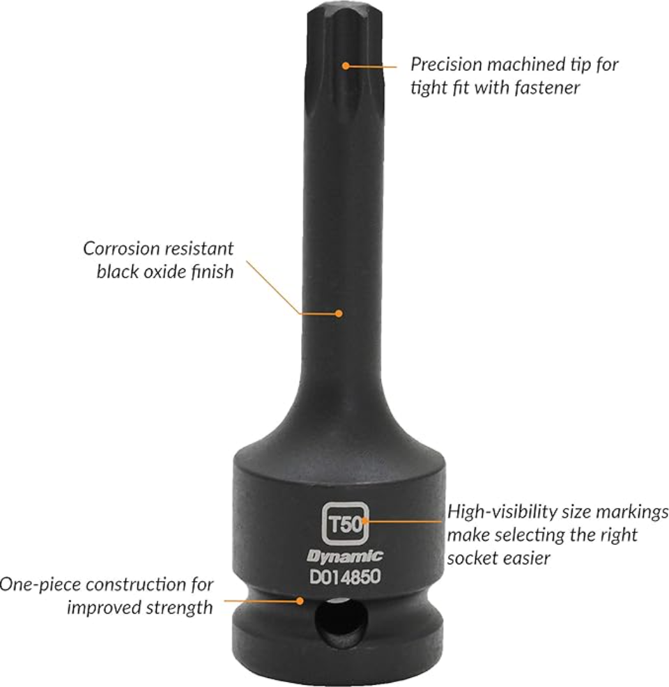 Dynamic D018101  -  1/2" DRIVE 10 PC 1/2" DRIVE TORX BIT IMPACT SOCKET SET - Wise Line Tools