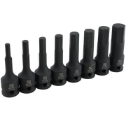 Dynamic  D018102  - 8 PC 1/2'' DRIVE SAE HEX BIT IMPACT SOCKET SET - Wise Line Tools