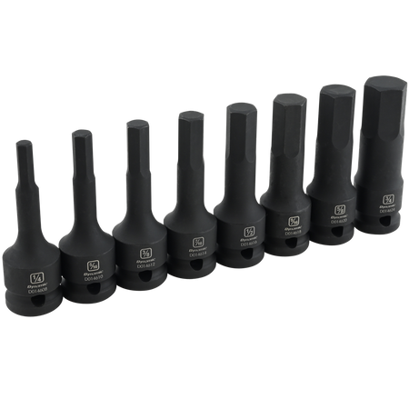 Dynamic  D018102  - 8 PC 1/2'' DRIVE SAE HEX BIT IMPACT SOCKET SET - Wise Line Tools
