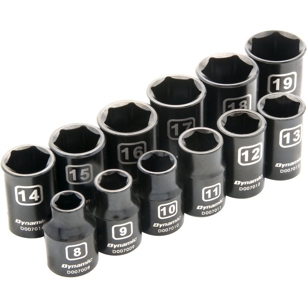 Dynamic GT-D010022  -  12 PIECE 6 POINT STANDARD METRIC IMPACT SOCKET SET - Wise Line Tools