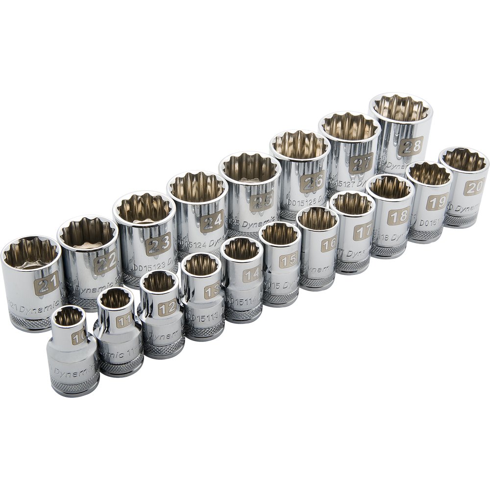 Dynamic  GT-D018006  - 19 Piece 12 Point Standard Metric Socket Set 10-28mm - Wise Line Tools