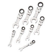Dynamic - GT-D076607   8 PIECE SAE STUBBY FLEX HEAD COMBINATION RATCHETING WRENCH SET - Wise Line Tools