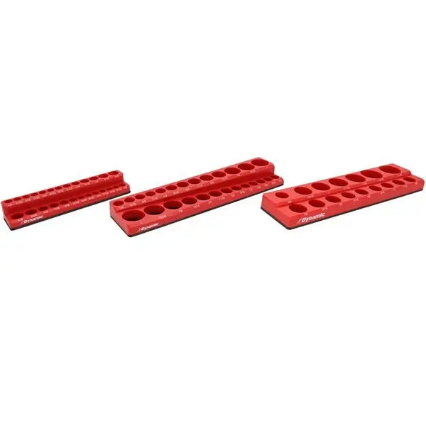 Dynamic Tools GT-D029100 -3-Piece Magnetic SAE Socket Organizer Set for 1/4-in, 3/8-in, and 1/2-in Drive DYNAMIC