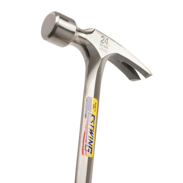 Estwing E3-24S 24 oz Solid Steel Straight Claw Framing Hammer with Smooth Face & Shock Reduction Grip