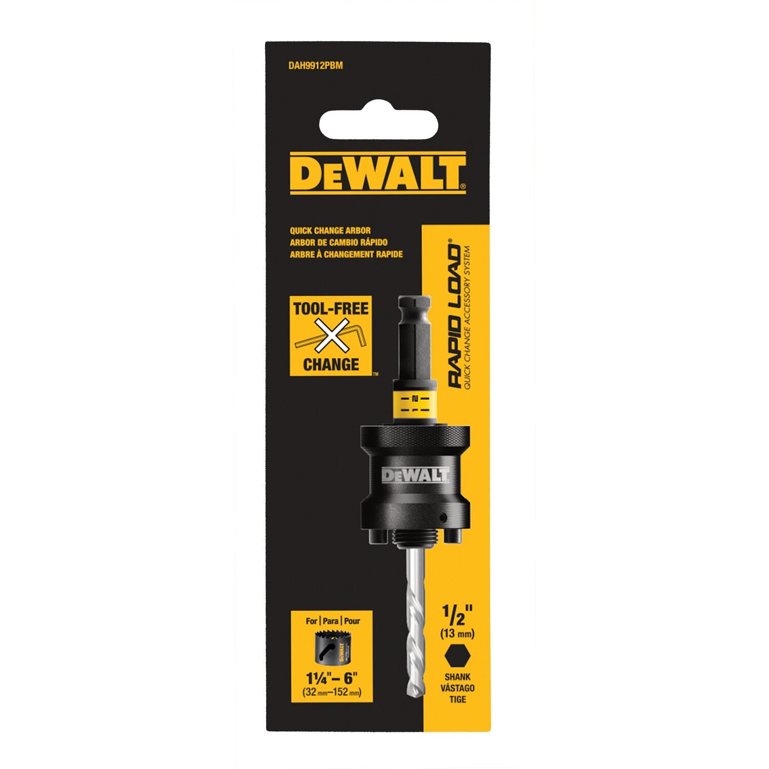 Dewalt DAH9912PBM-RAPID LOAD Quick Change Hole Saw Arbors