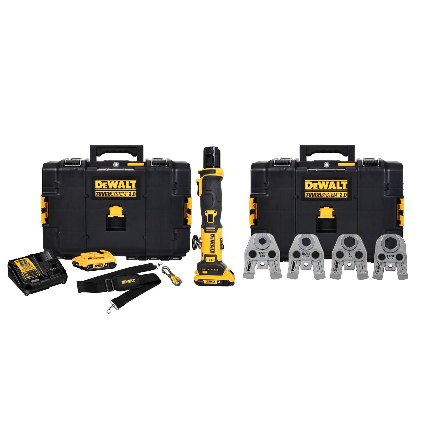 DEWALT DCE210D2K-20V 1/2 Zoll - 1-1/4 Zoll Kompaktpressen-Werkzeugsatz