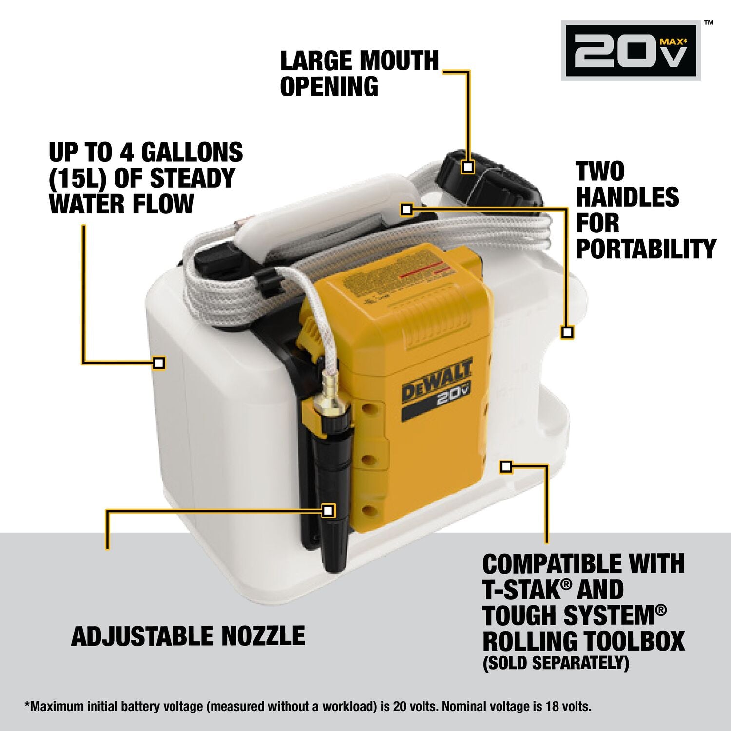 Dewalt DCE6820B - 20V MAX* Powered Water Tank (Tool Only)