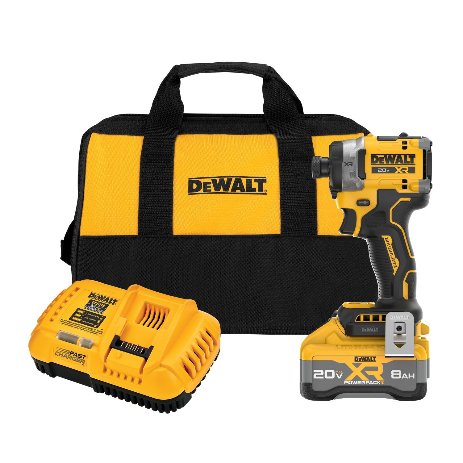 Dewalt DCF860WW1 - ENSEMBLE DE VISSEUSE À PERCUSSION 1/4 PO SANS FIL 20 V MAX* XR® SANS BALAIS, 3 VITESSES ET COUPLE ÉLEVÉ AVEC PACK D'ALIMENTATION XR™