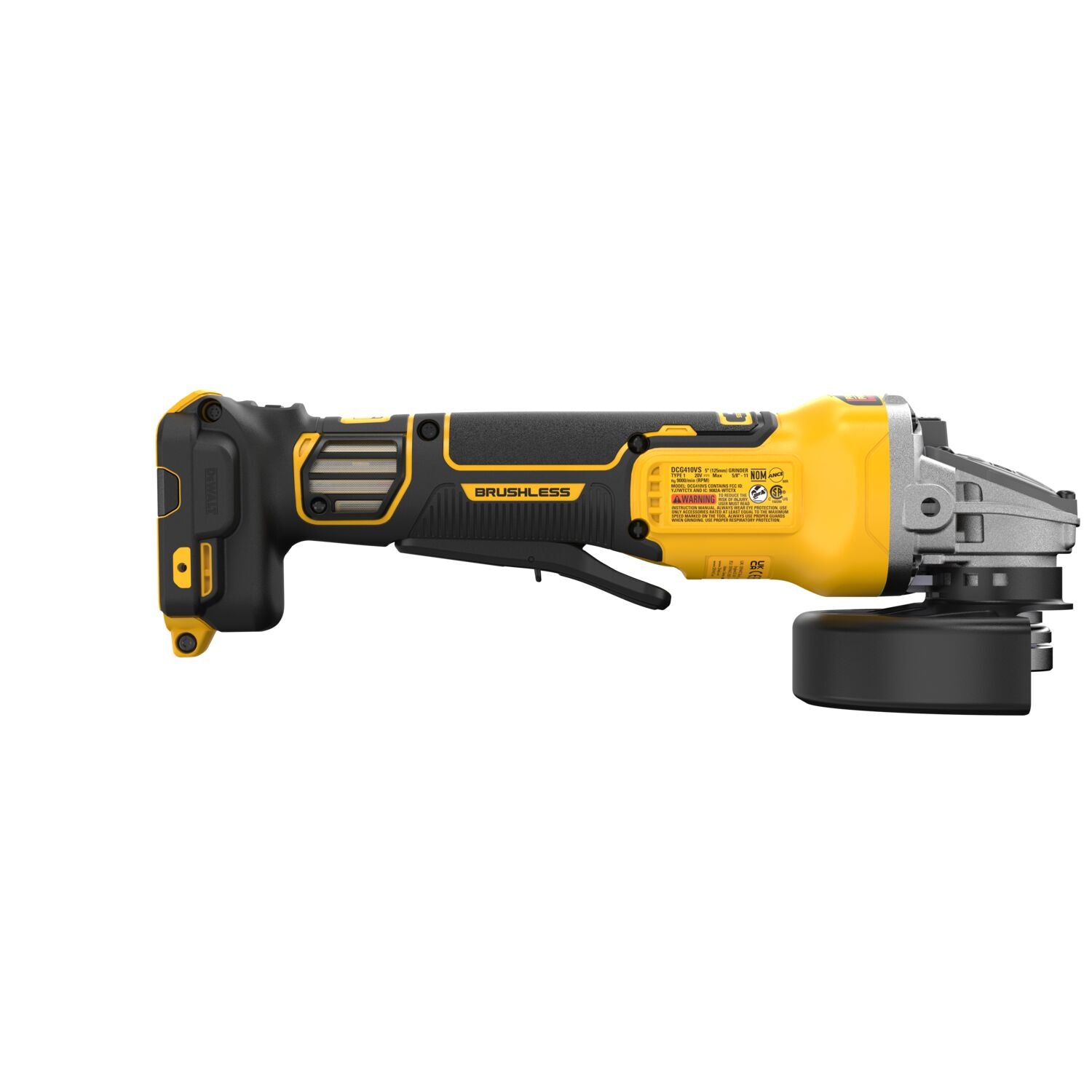 Dewalt DCG410VSB - Meuleuse sans fil 20 V MAX* XR® sans balais, 4-1/2 à 5 po, à vitesse variable et interrupteur à palette (outil seul)