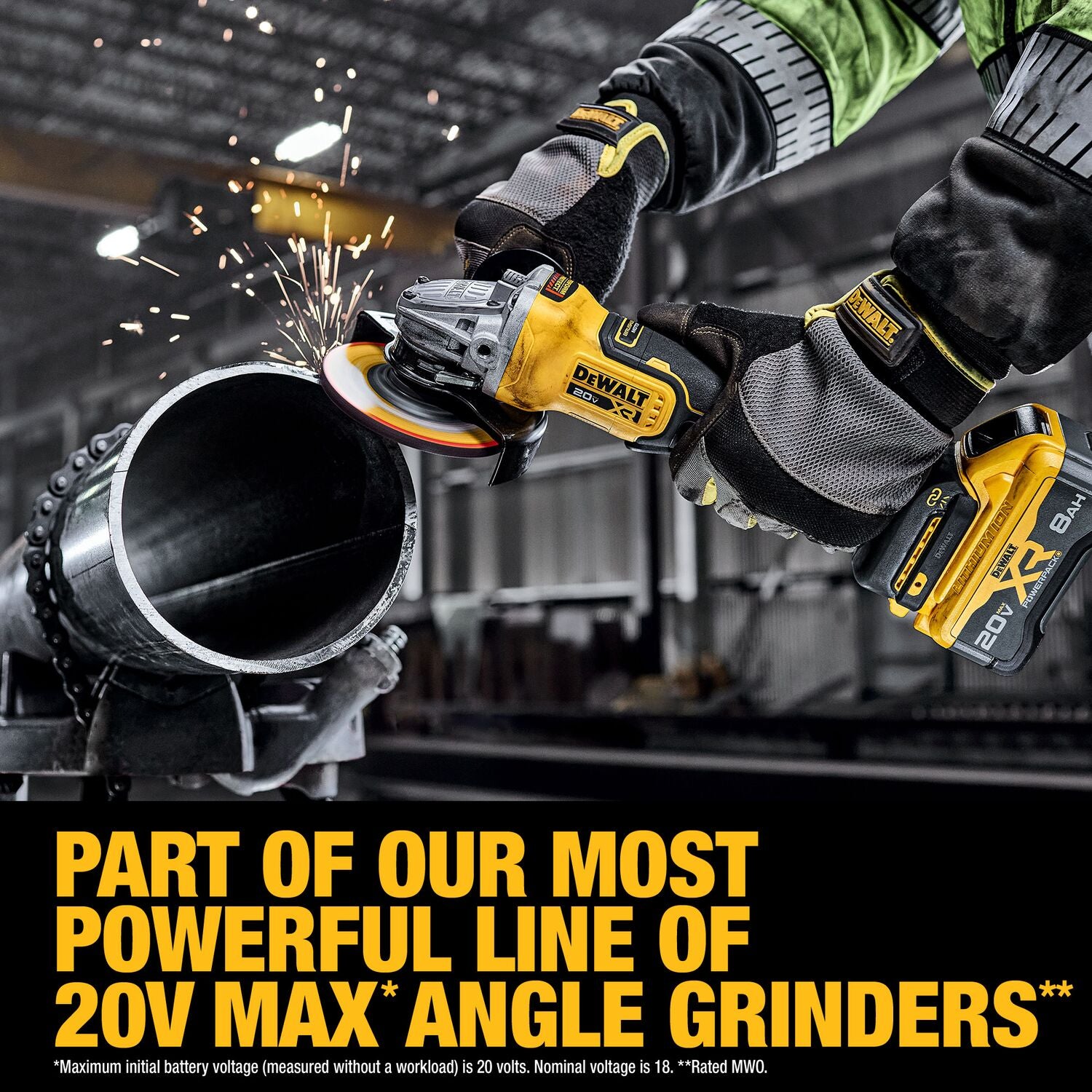 Dewalt DCG410WW1 – 20 V MAX* XR® BÜRSTENLOSER AKKU-WINKELSCHLEIFER-SATZ 4-1/2 ZOLL – 5 ZOLL MIT XR POWERPACK™