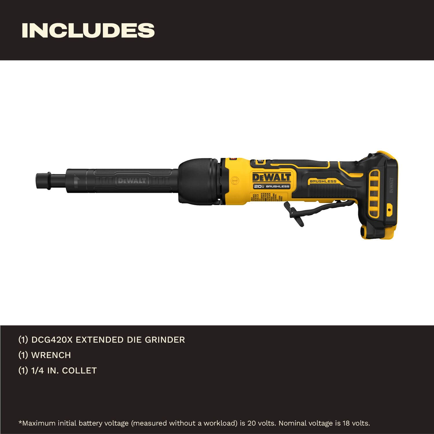 DEWALT DCG420XB - ATOMIC COMPACT SERIES™ 20V MAX* Extended Die Grinder (Bare Tool)