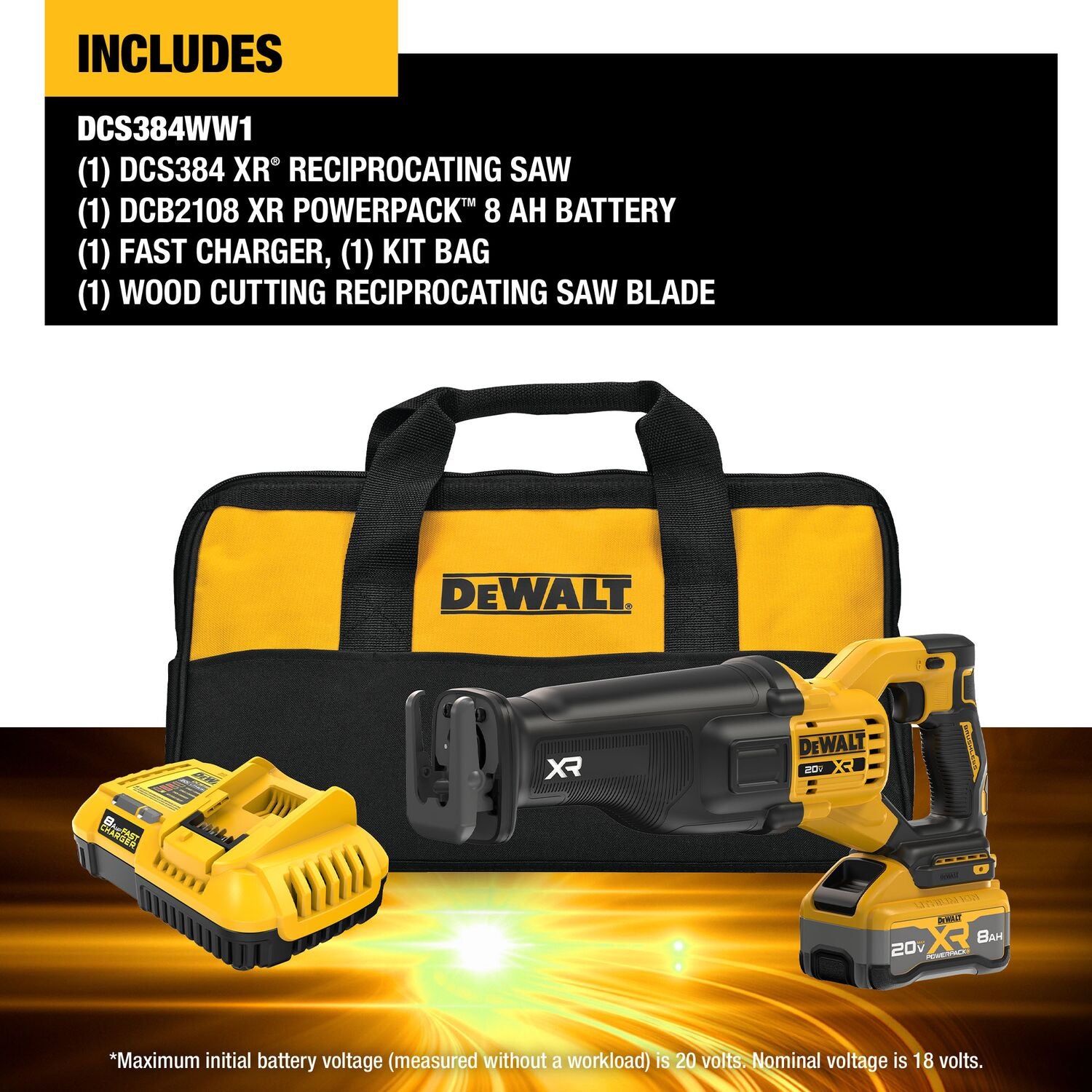 Dewalt DCS384WW1 – 20 V MAX* XR® BÜRSTENLOSES AKKU-SÄBELSÄGE-SET