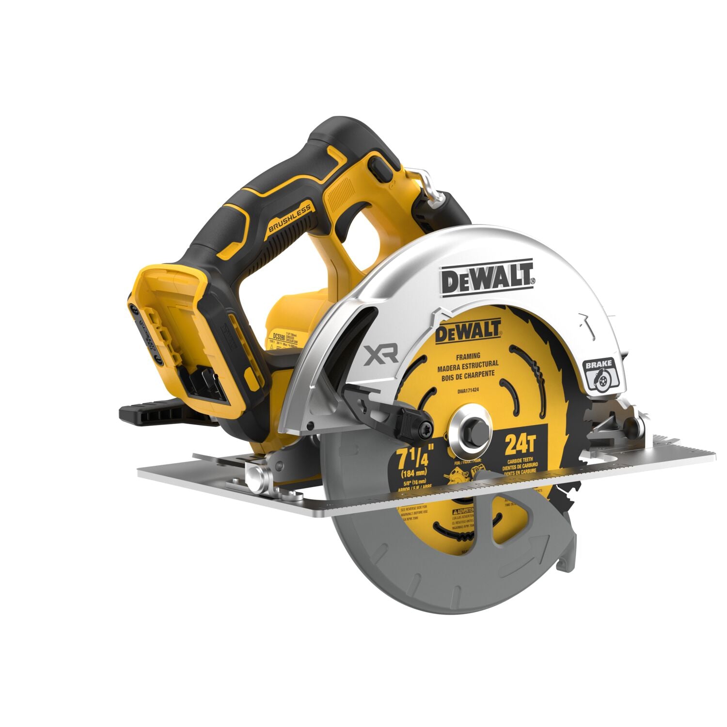 Scie circulaire sans fil Dewalt DCS590B- 20 V MAX* XR® sans balais de 7-1/4 po (outil seul)