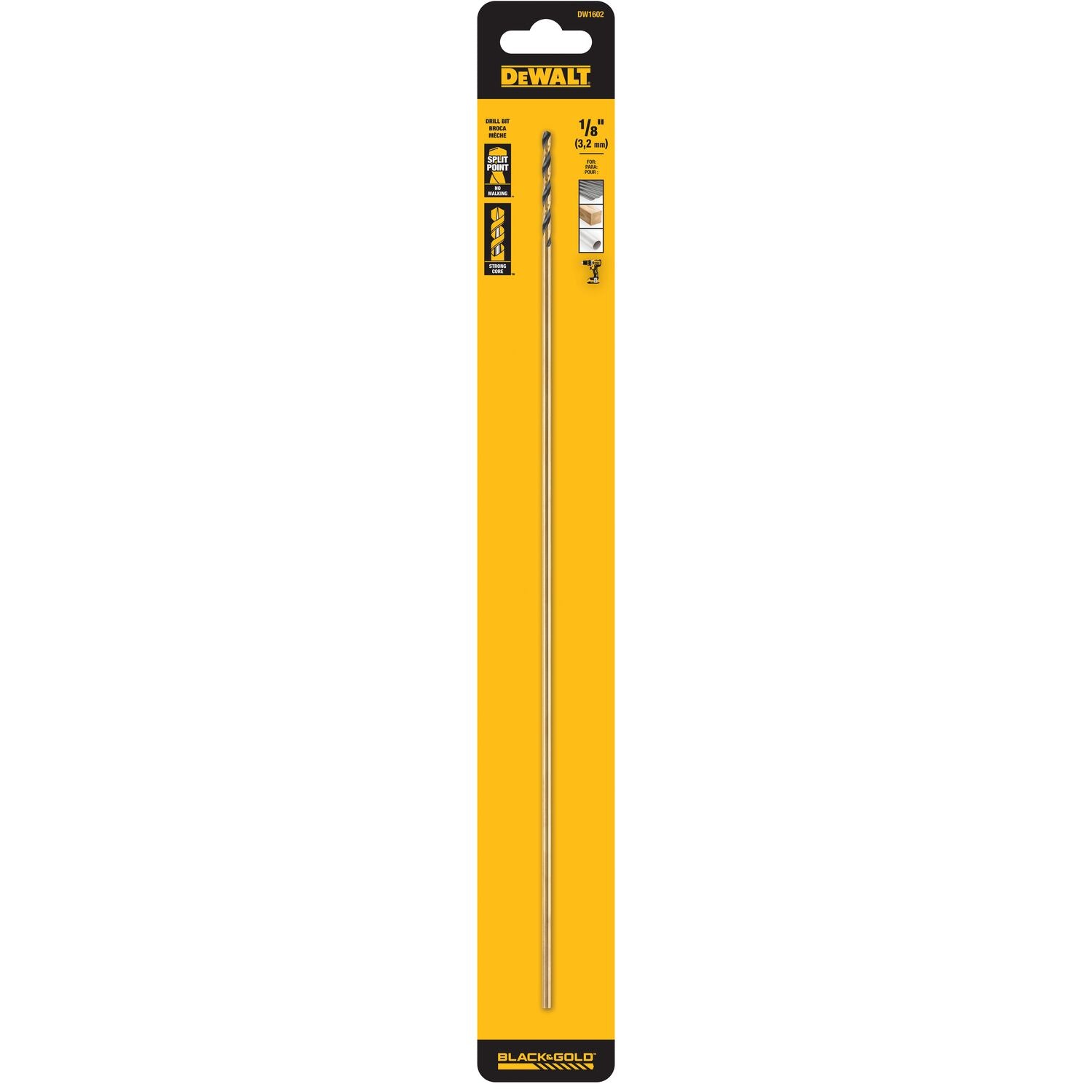 Foret extra long en oxyde noir DEWALT DW1602 de 1/8 po x 12 po