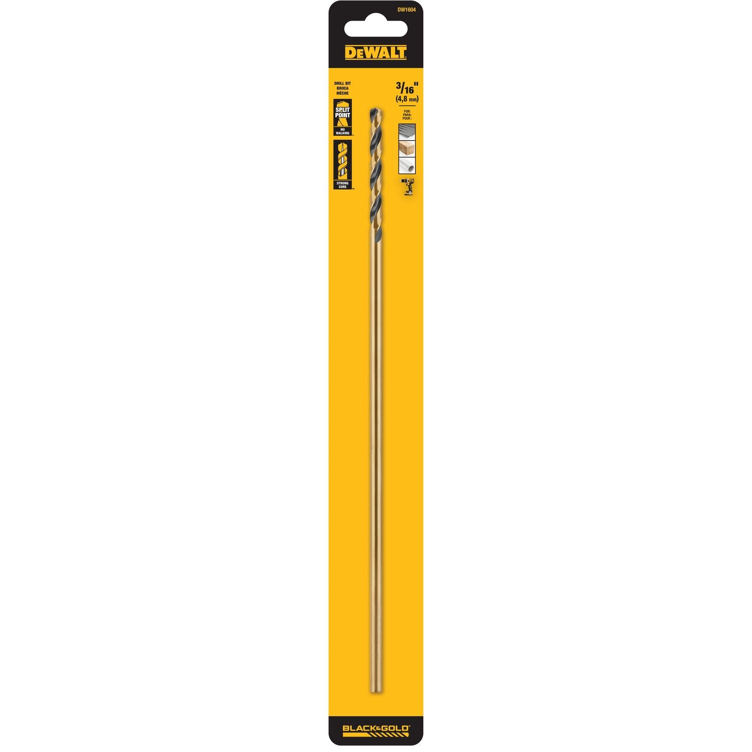 Foret extra long en oxyde noir DEWALT DW1604 de 3/16 po x 12 po