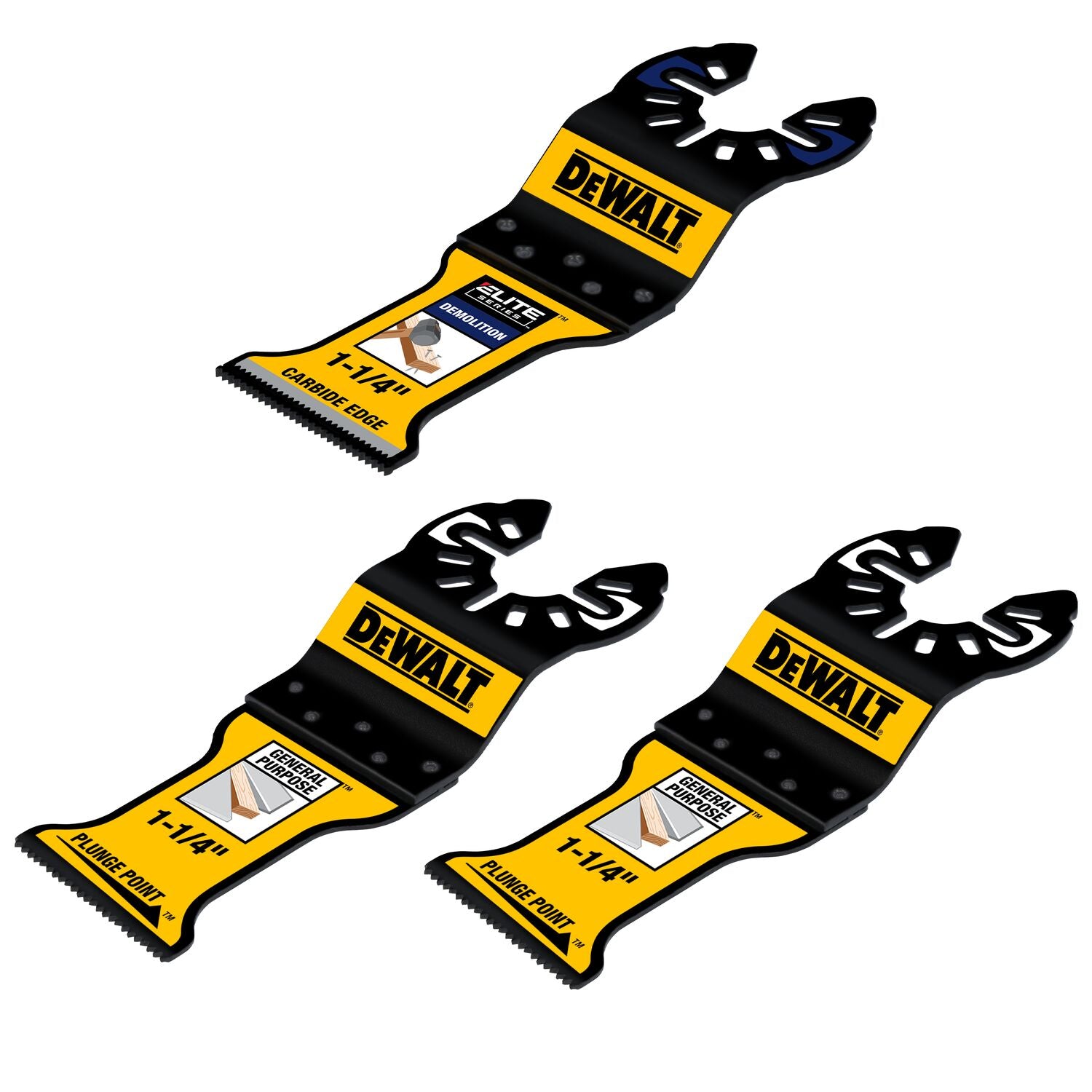 DEWALT DWA4258-3-1-1/4 In Carbide Oscillating Tool Blade For General Purpose Cutting (3 Pack)