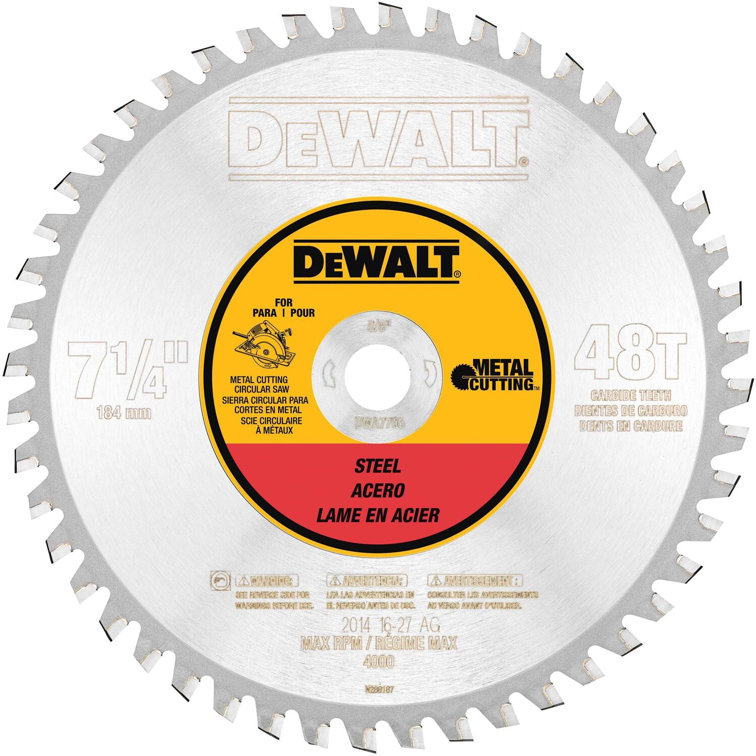 Dewalt DWA7766-48 dents pour la coupe de métaux ferreux, arbre de 5/8 po, 7-1/4 po