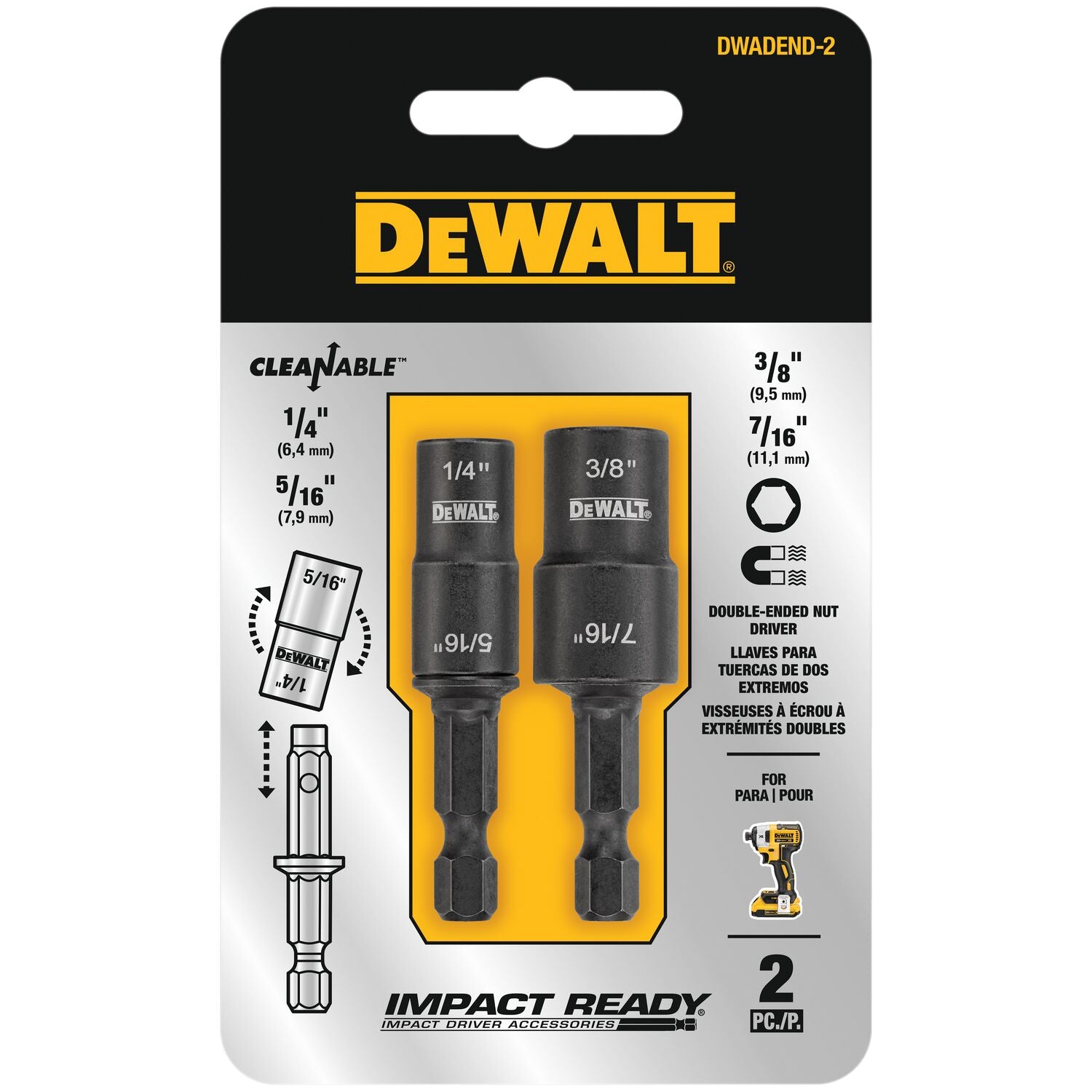 DEWALT DWADEND-2-2 Pc Reversible Nut Driver Set