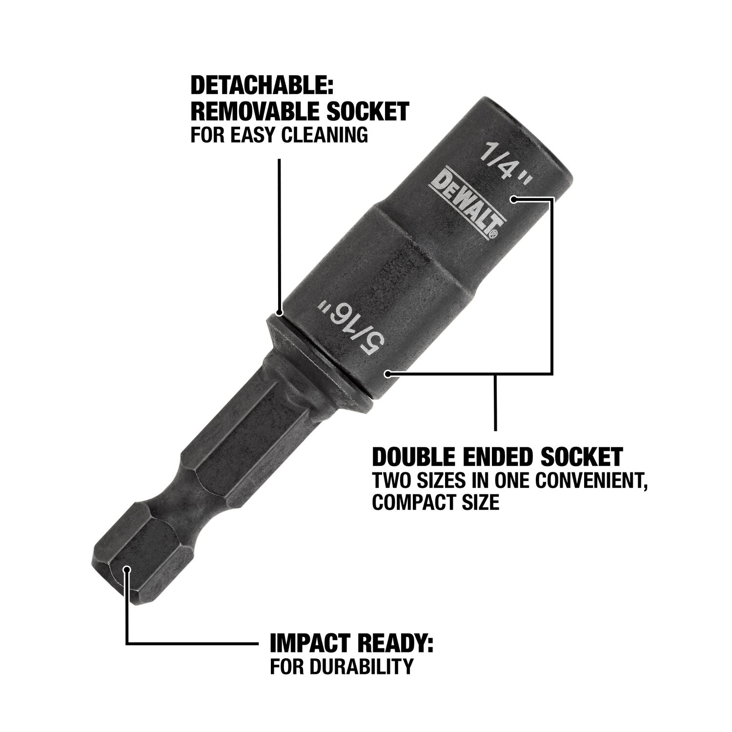 Tournevis à douille réversible DEWALT DWADEND14516-1/4 po + 5/16 po