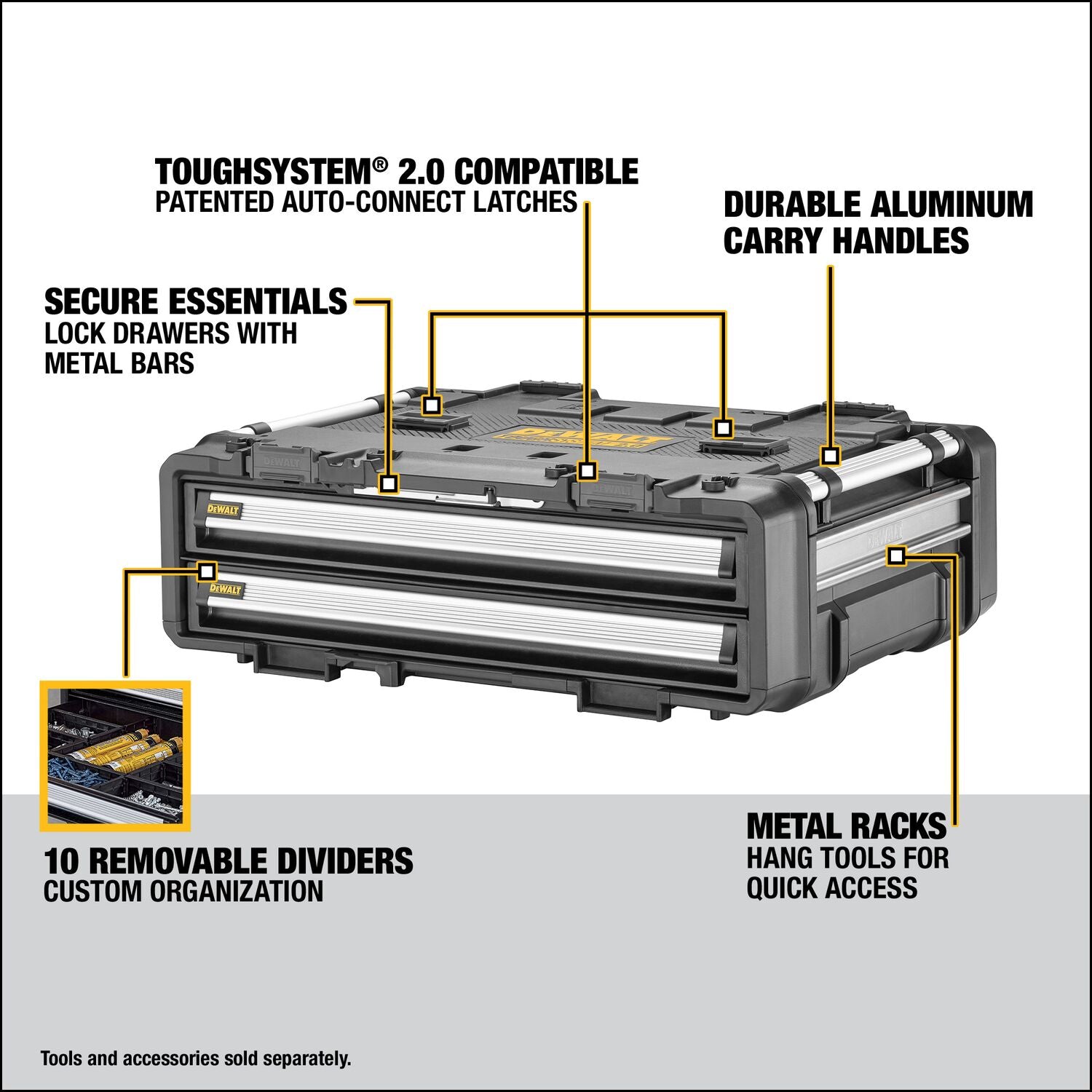 DEWALT DWST08520 TOUGHSYSTEM® 2.0 DXL™ 30 Zoll, 2 Schubladen